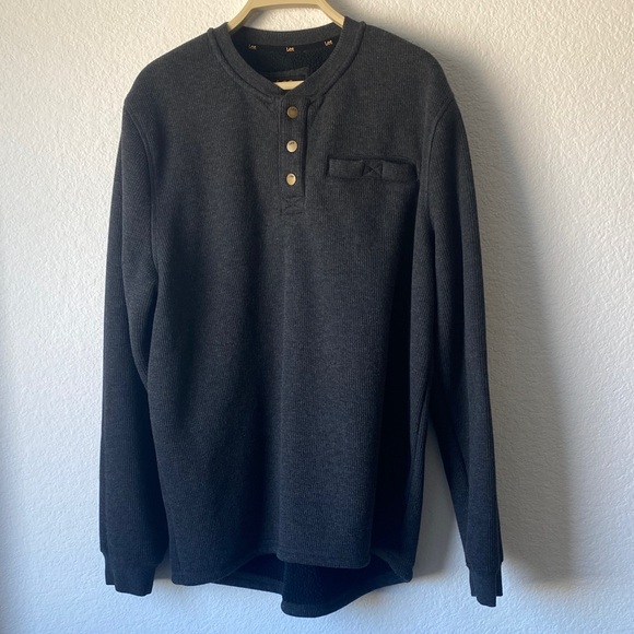 Lee Other - Men's Charcoal Henley Sweater